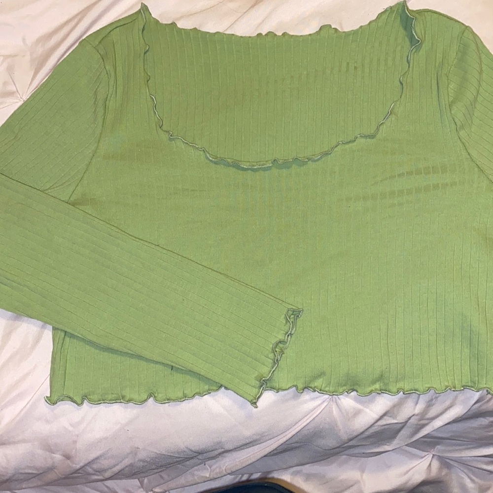 avocado green long sleeve top